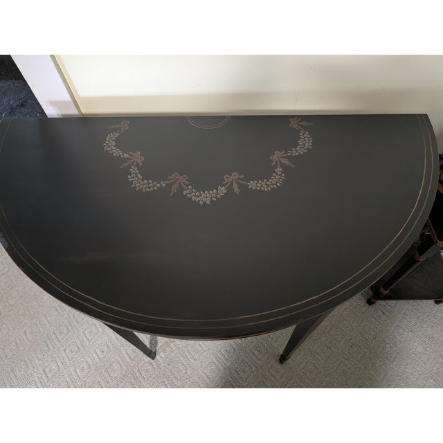 Mid 20th Century Maitland Smith Chinoiserie Style Demi Lune Console Table For Sale - Image 14 of 17