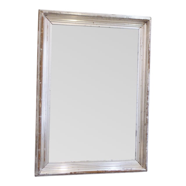 Antique Distressed Silverleaf Mirror For Sale