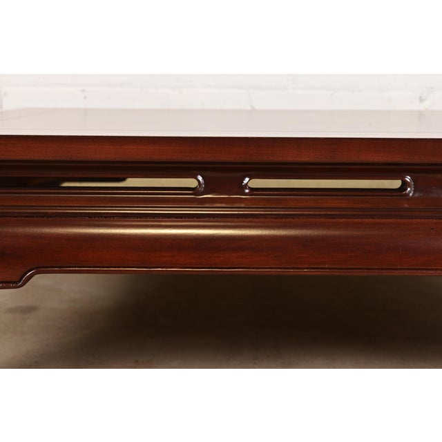 Brown Henredon Mid-Century Hollywood Regency Chinoiserie Carved Mahogany Coffee Table, Newly Refinished For Sale - Image 8 of 13