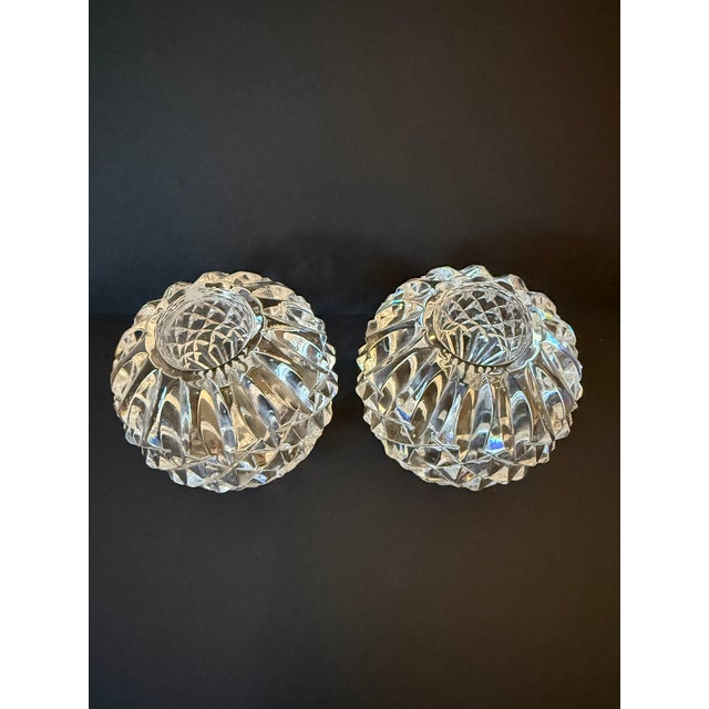 Vintage Waterford Crystal Round Sphere Ball Candlesticks, a Pair. A fun, almost whimsical, alternative to traditional...