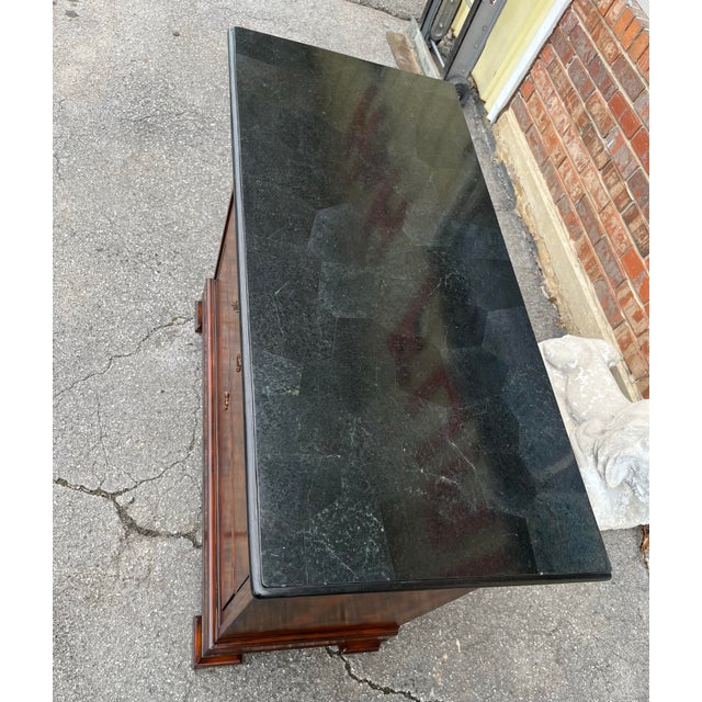 Maitland - Smith Late 20th Century Maitland-Smith Burlwood & Black Marble Neoclassical Commode For Sale - Image 4 of 12