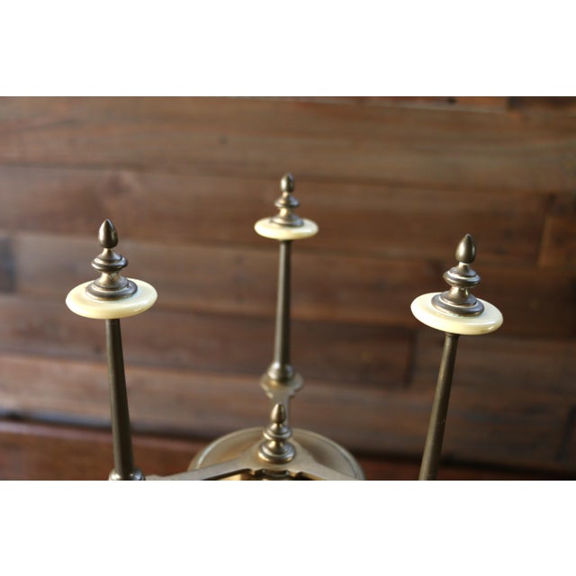 Metal Vintage Pair of Chapman Brass & Glass Hurricane Candle Holders, 1985 For Sale - Image 7 of 18