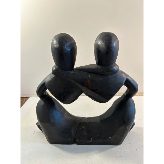 1970s Abstract Hand Carved Wood Sculpture Signed For Sale In Miami - Image 6 of 10