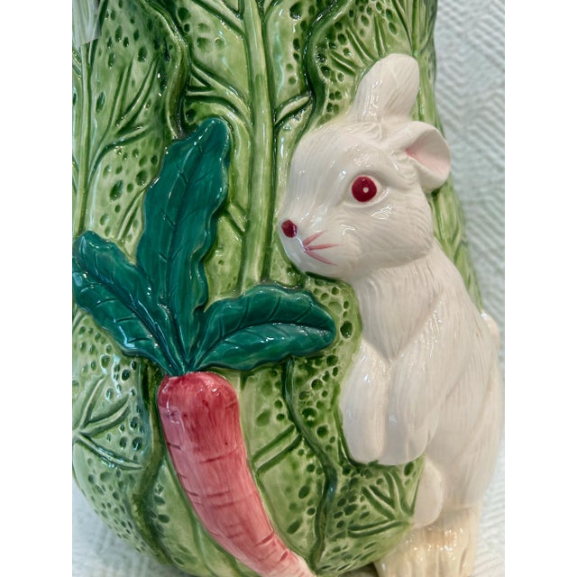 1991 Strata Group “Bunny Lane“ Cabbage Majolica Style Canister or Cookie Jar For Sale - Image 4 of 10
