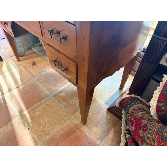 French Antique Walnut Leather Top French Writing Desk For Sale - Image 3 of 7