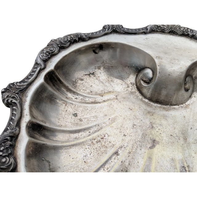Vintage English Regency Sheffield Silver Plated Fish Clam Shell Serving Platter For Sale - Image 10 of 10