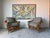 Beautiful vintage organic rattan lounge chairs featuring an eye-catching open lattice design with sculptural curved frames...