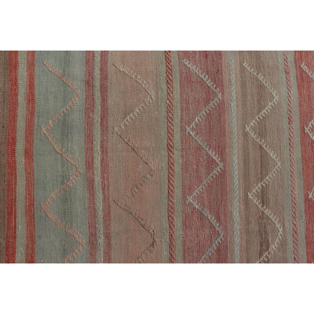 Textile Multicolored Vintage Gallery Turkish Large Kilim Rug With Stripe Design For Sale - Image 7 of 12