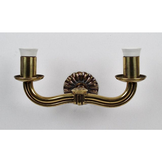 Brown Modernistic Brass Wall Light attributed to Hugo Gorge, Austria, 1930s For Sale - Image 8 of 11