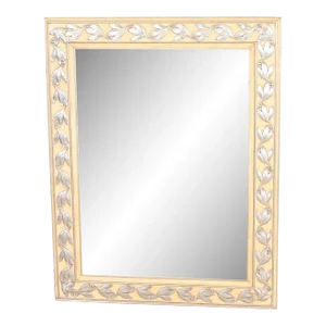 John Widdicomb French Regency Louis XVI Carved Painted Wall Mirror, 1950s