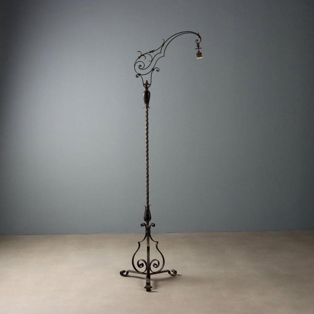 Metal Antique Art Nouveau Floor Lamp in Iron, Italy For Sale - Image 7 of 7