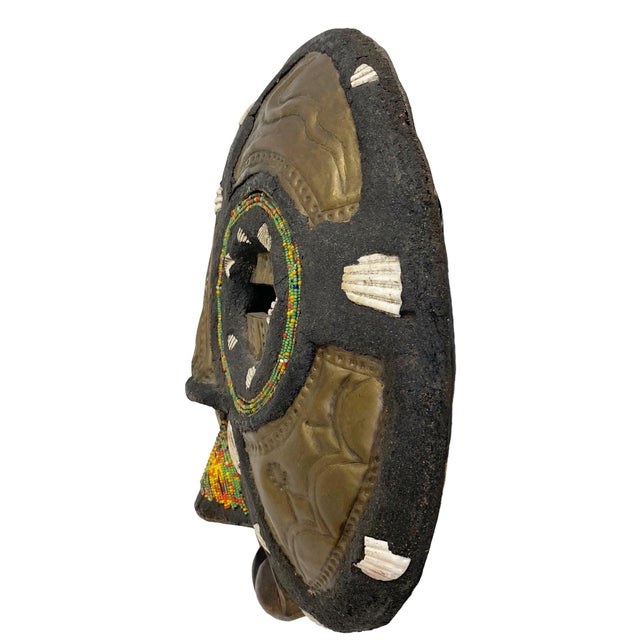 Vintage African Ashanti Tribal Moon Face Round Mask 10"h Ghana For Sale In New York - Image 6 of 7