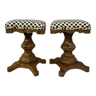 Vintage Empire Style Upholstered Piano Stools, a Pair For Sale