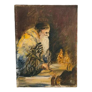 Late 19th Century "My Teacher" Abstract Figurative Oil Painting on Canvas