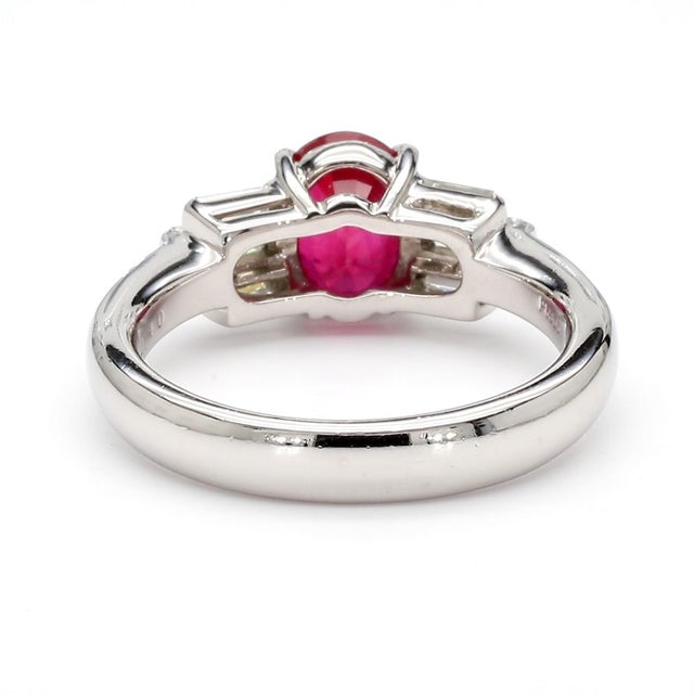 Gia Certified 2 Carat Pigeon Blood Burma Ruby Platinum Ring, Size 6.25 For Sale In Miami - Image 6 of 12
