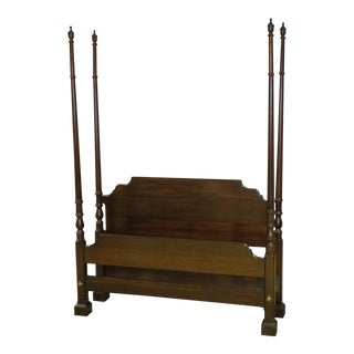 1970s Vintage Ethan Allen Traditional Style Cherry Four Poster Bed For Sale