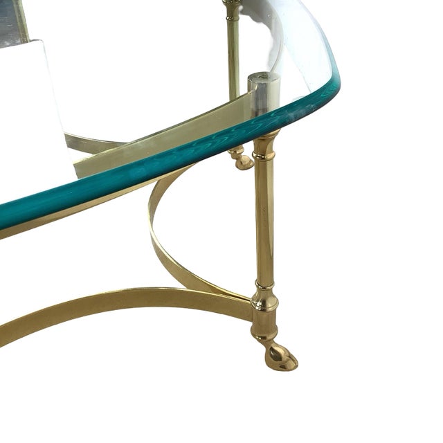 Brass & Glass Coffee Table | Hollywood Regency Style, Hoof Foot Base For Sale - Image 11 of 18