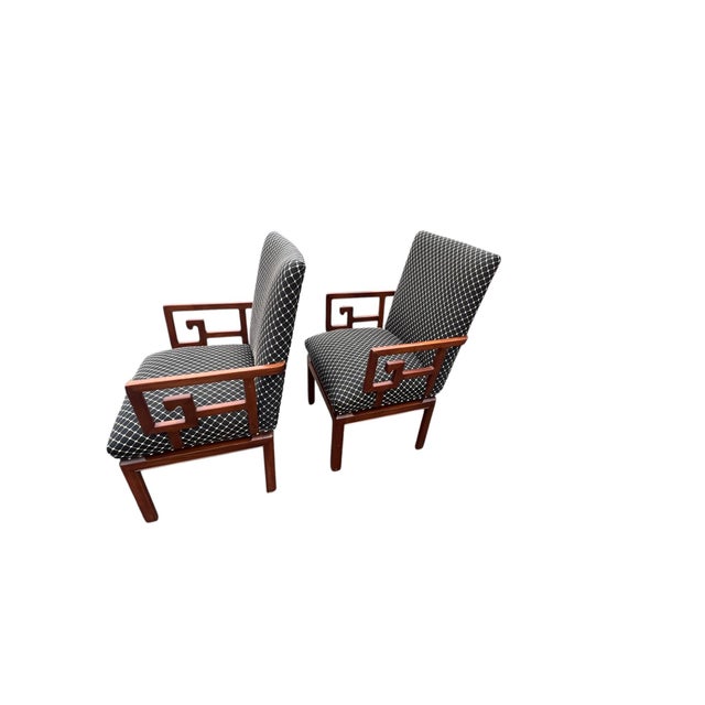 Late 20th Century Attributed to Michael Taylor Baker Greek Key Armchairs Pair For Sale - Image 12 of 18