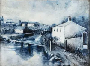 Rural Landscape, Oil on Plate, Early 20th Century