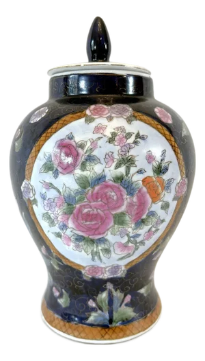 20th Century Chinese Famille Porcelain Lidded Ginger Jar
