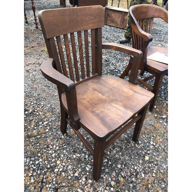 1950s Solid Wood Vintage Bank Desk Chair For Sale - Image 5 of 10
