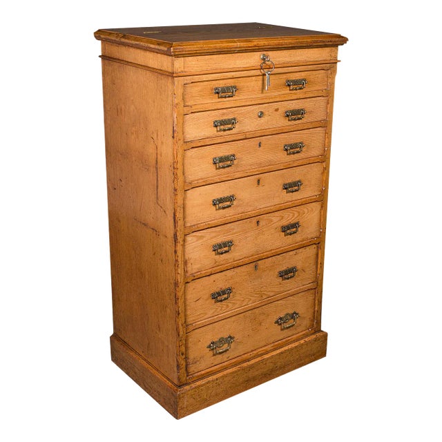 1890's Antique Banker's Chest of Drawers For Sale