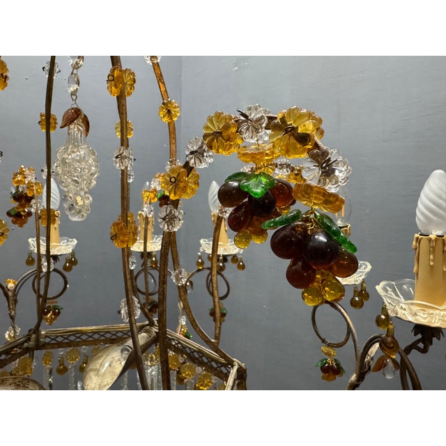Large Italian Murano Glass Fruit and Floral Chandelier, 1950s For Sale - Image 6 of 18