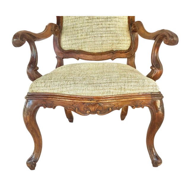 Rococo Mid-18th Century Venetian Rococo Armchairs, Carved Walnut, Italy For Sale - Image 3 of 12