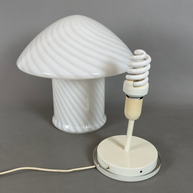 Metal Space Age Swirl Murano Glass Mushroom Table Lamp from Gambaro Poggi, 1970s For Sale - Image 7 of 13