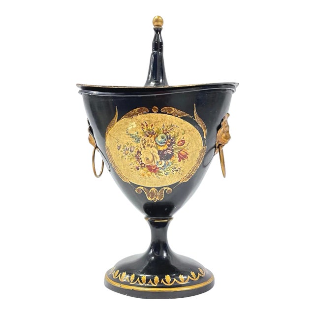 Vintage Italian Tole Floral Chestnut Urn For Sale