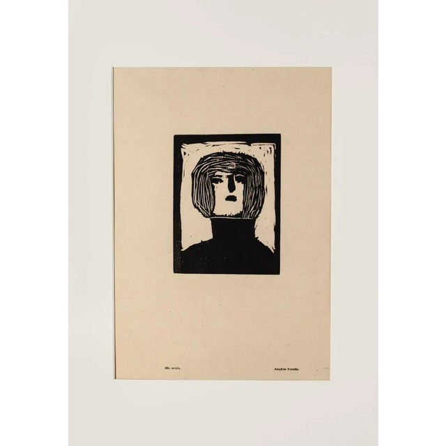 Figure - Original Woodcut Print by Amadore Porcella - Early 20th Century Early 20th Century For Sale