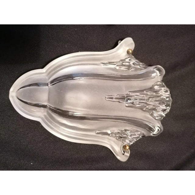 Silver 1920's French Art Deco Glacier Form Art Glass Angular Wall Sconces Signed by Ezan Set of 3 For Sale - Image 8 of 10
