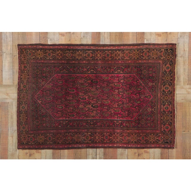 Burgundy Antique Persian Farahan Rug - 04'02 X 06'04 For Sale - Image 8 of 9