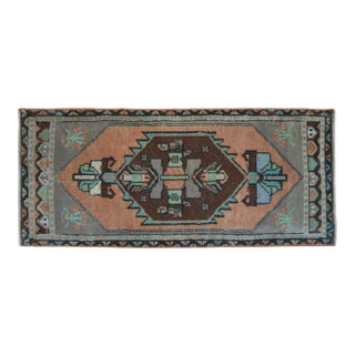 1970s VintageHand Knotted Small Turkish Rug Doormat -1'7 X 3'8" For Sale