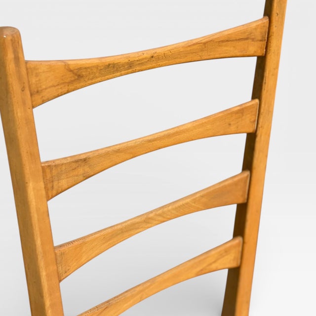 Set of Six Mid-Century Modern Ladderback Dining Chairs With New Upholstery For Sale - Image 9 of 18