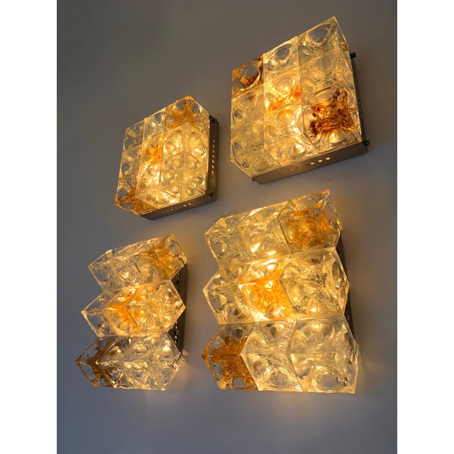 Mid-Century Modern Pair of Glass Cube Square Metal Sconces by Poliarte, Italy, 1970s For Sale - Image 3 of 11