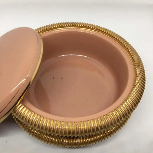 1950s Italian Mid-Century Modern Italo Casini Pink and Gold Ceramic Box For Sale - Image 6 of 9