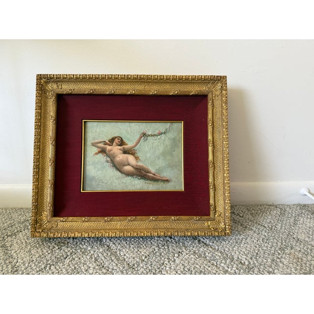 Ruby Red Antique Nude Painting For Sale - Image 8 of 10