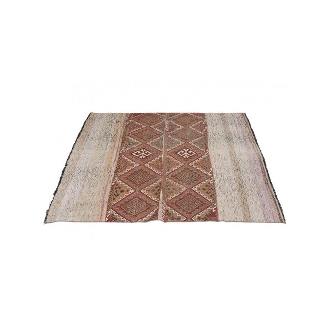 Decorative Turkish Vintage Kilim Rug - 4`6″ X 5`4″ For Sale - Image 4 of 6
