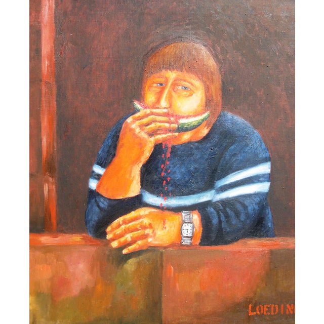 Peter Loeding, Workers on Their Lunch Break, 1980s, Oil Painting on Canvas, Framed For Sale - Image 3 of 9