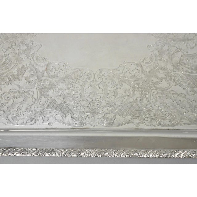 Silver Vintage Victorian Silver Plated Twin Handle Platter Bar Tray by Henley Community For Sale - Image 8 of 13