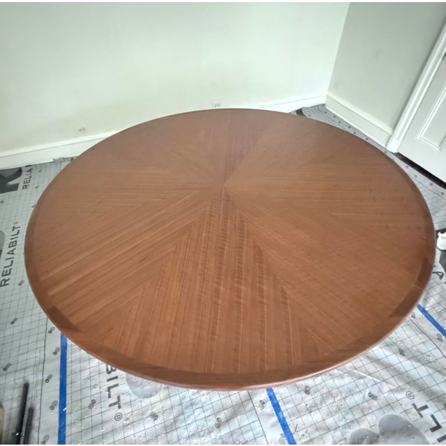 Mid-Century Modern Barbara Barry for Baker "Petal" Walnut and Brass Dining Table For Sale - Image 3 of 5