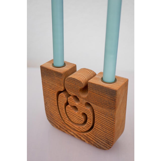 1980s Large Wooden Candleholder by Gunnar Kanevad, 1984 For Sale - Image 5 of 11
