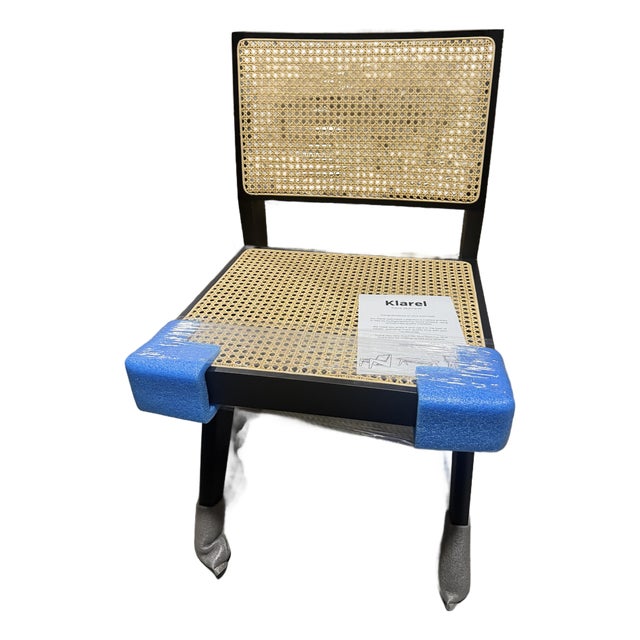 Klarel Chandigarh Black European Beech; Viennese Cane Dining Side Chair For Sale