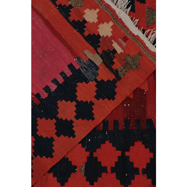 1910s Antique Persian Kilim in Red, Pink and Blue Tribal Geometric Patterns For Sale In New York - Image 6 of 6