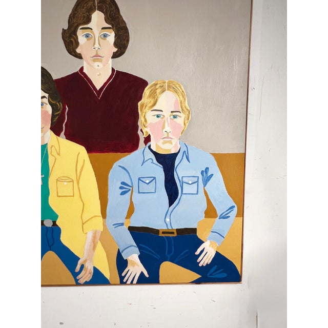 D. 1977 Group Portrait in Manner of Allice Neel Titled "The Boys Are Home" For Sale In Boston - Image 6 of 8