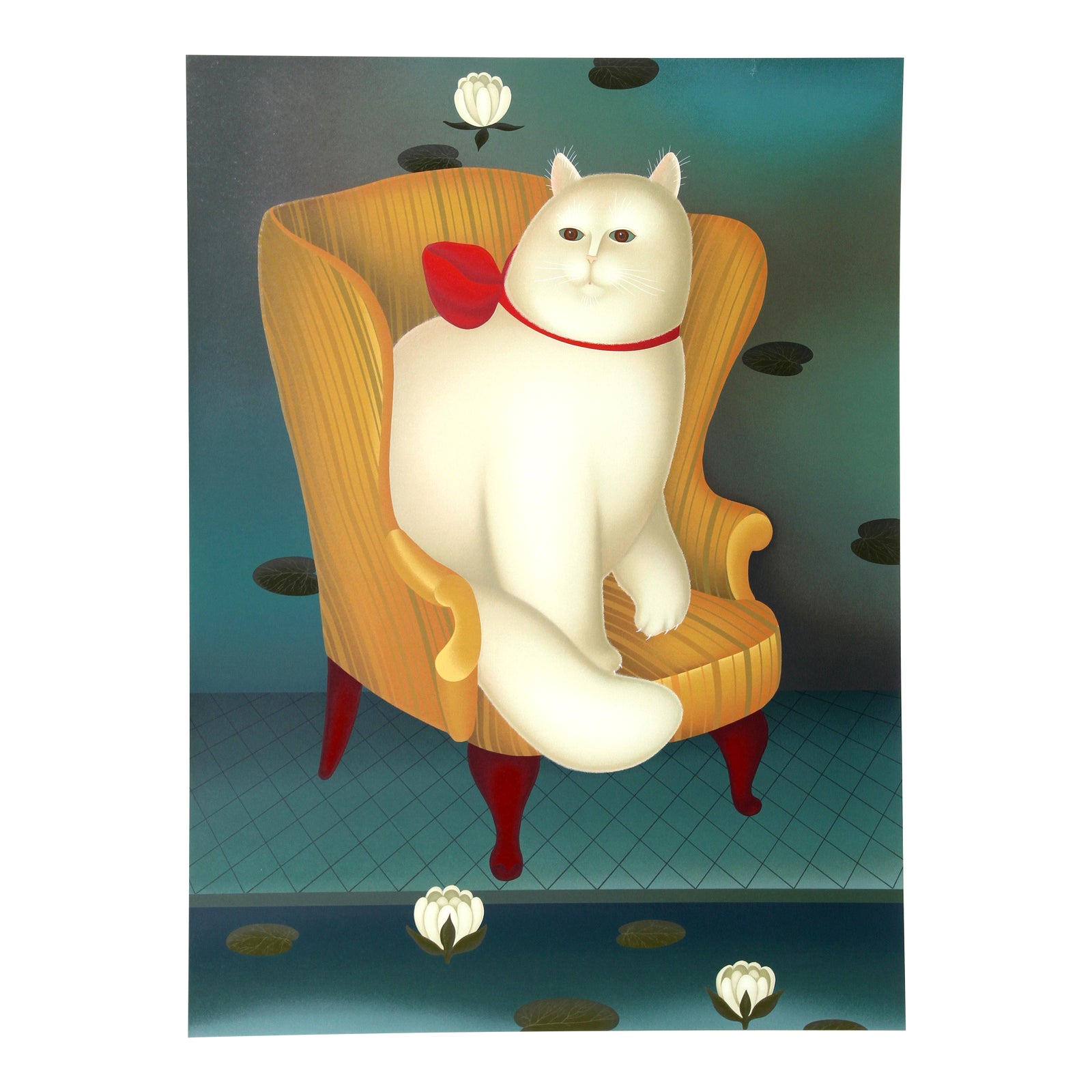 Cat in Chair, Signed Screenprint by Igor Galanin | Chairish