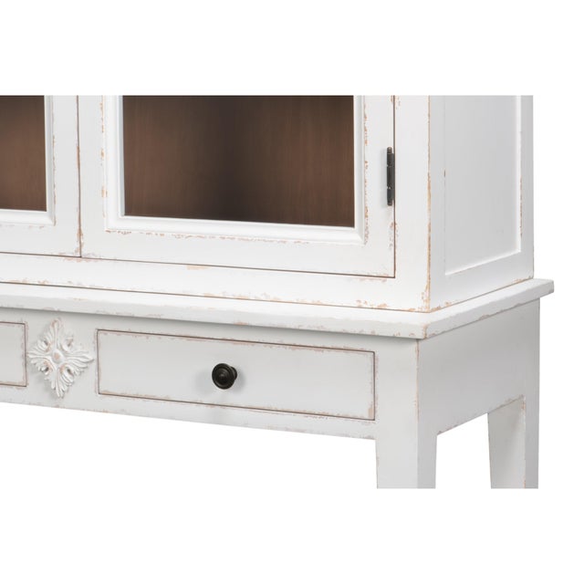 Swedish Gustavian Glazed Display Cabinet in White For Sale In Raleigh - Image 6 of 10
