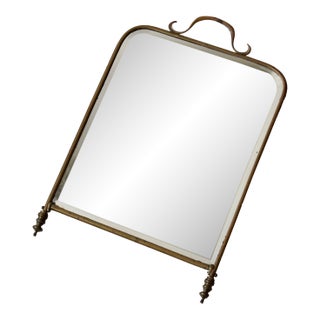 Antique Brass Frame Arched Wall Mirror, Circa Early 20th Century For Sale