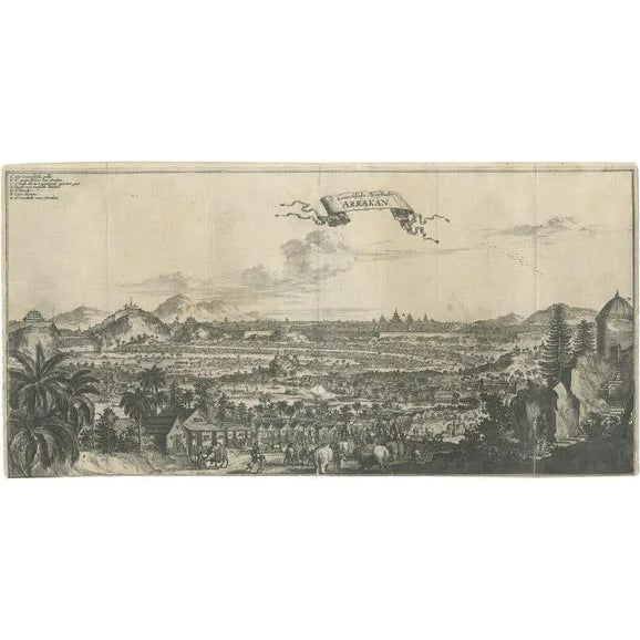 Arnoldus Montanus, Engraving of the Royal City of Arakan, 1676, Paper For Sale